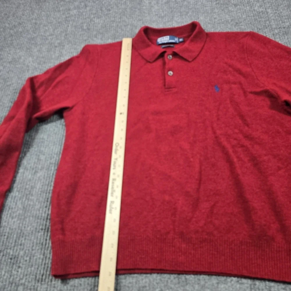 Polo Ralph Lauren Polo Shirt Mens XL Red Lambswool Knit Long Sleeve Casual